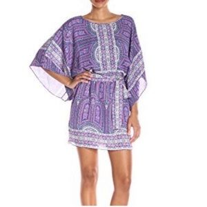 BCBG Fuchsia Bryna Printed Short Kimono Dress